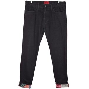 424‎ FourTwoFour on Fairfax Black Bandana Cuff Slim Straight Jeans Size 31